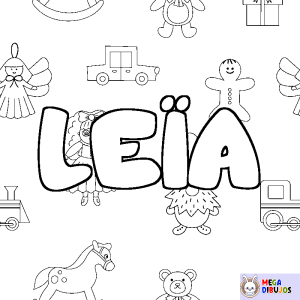 Coloración del nombre LE&Iuml;A - decorado juguetes