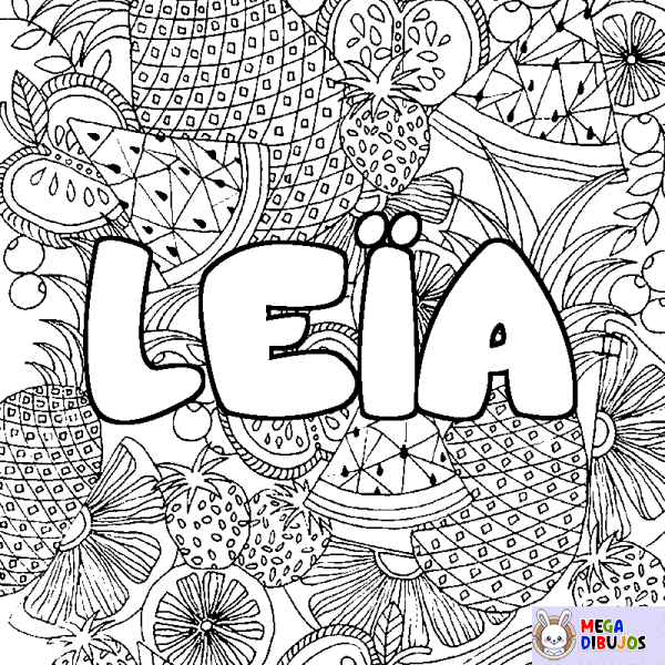 Coloración del nombre LE&Iuml;A - decorado mandala de frutas