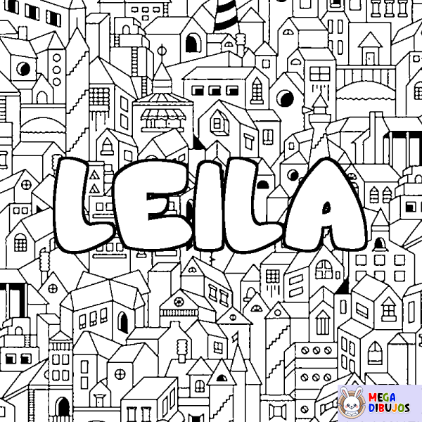 Coloración del nombre LEILA - decorado ciudad