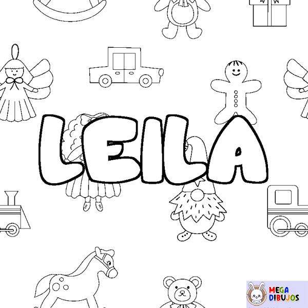 Coloración del nombre LEILA - decorado juguetes