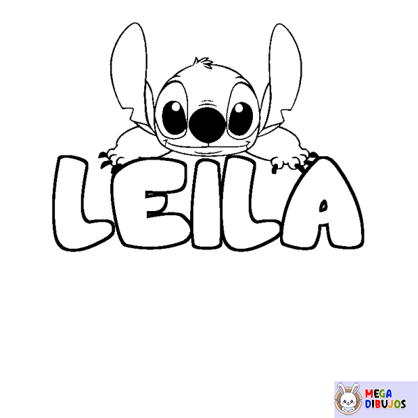 Coloración del nombre LEILA - decorado Stitch