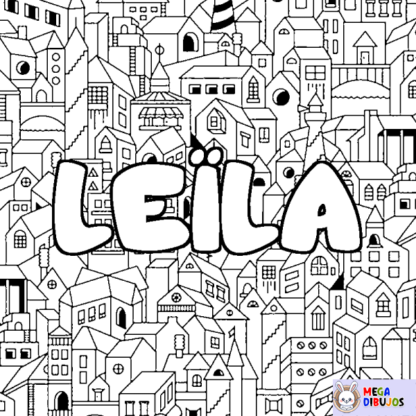 Coloración del nombre LE&Iuml;LA - decorado ciudad