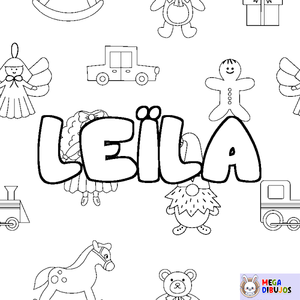 Coloración del nombre LE&Iuml;LA - decorado juguetes