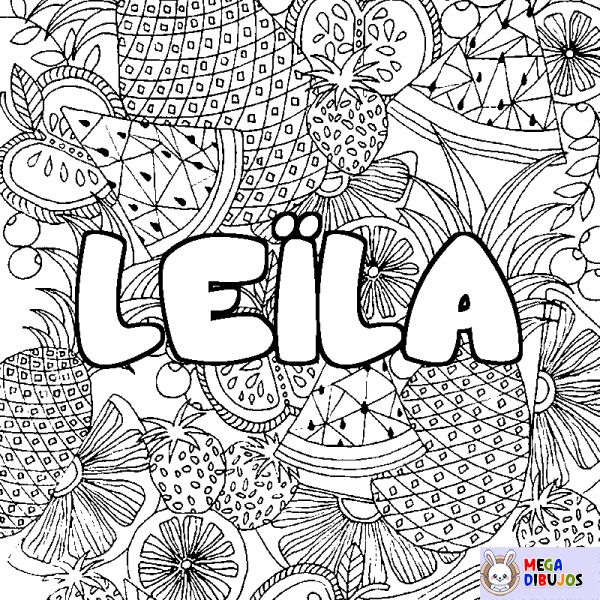 Coloración del nombre LE&Iuml;LA - decorado mandala de frutas