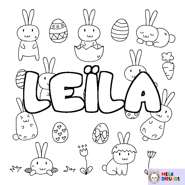 Coloración del nombre LE&Iuml;LA - decorado Pascua