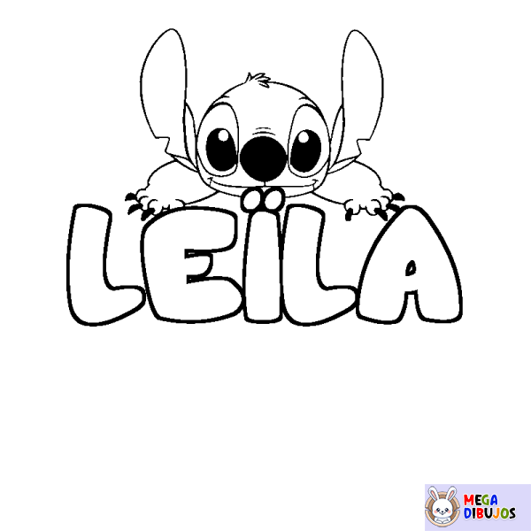 Coloración del nombre LE&Iuml;LA - decorado Stitch