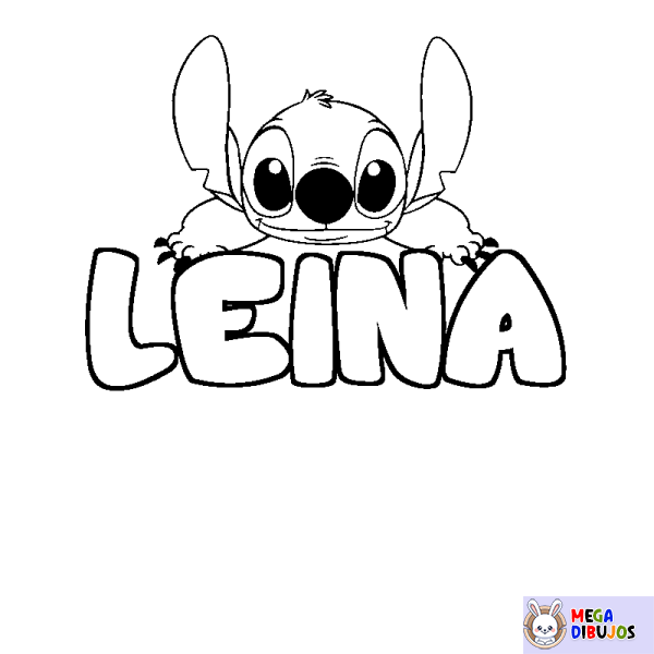 Coloración del nombre LEINA - decorado Stitch