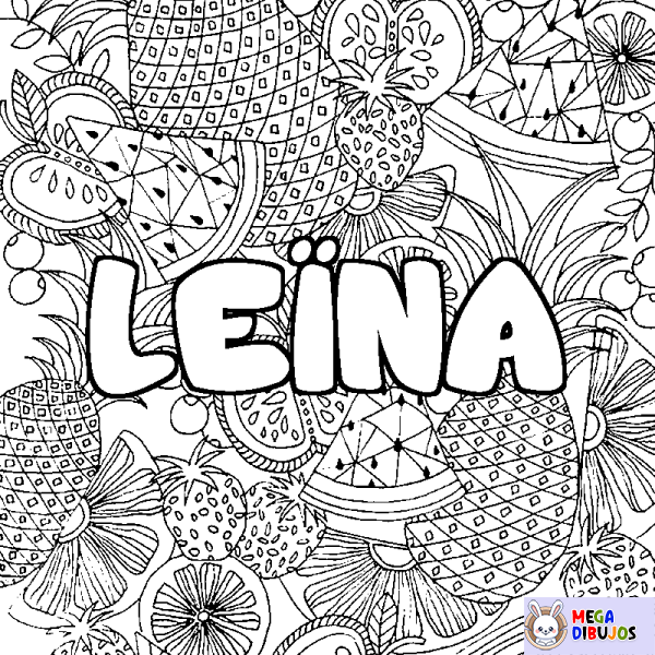 Coloración del nombre LE&Iuml;NA - decorado mandala de frutas