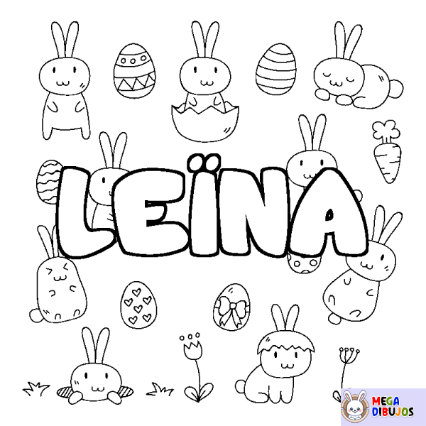 Coloración del nombre LE&Iuml;NA - decorado Pascua