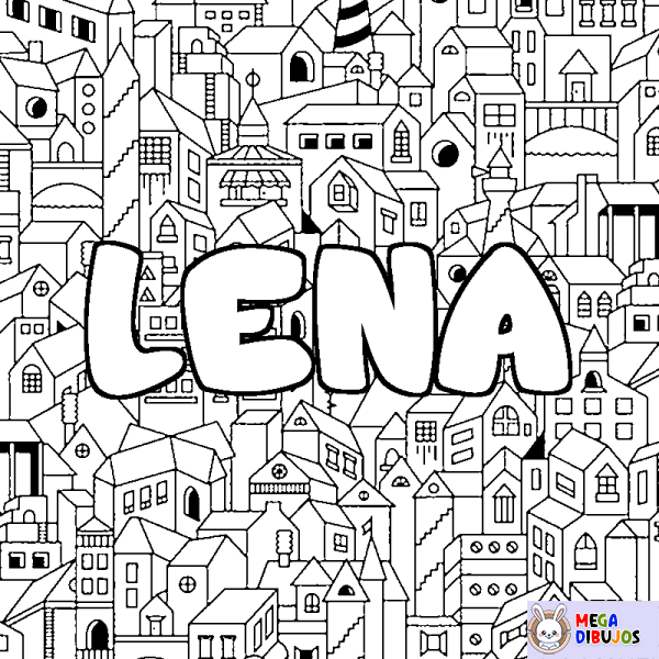 Coloración del nombre LENA - decorado ciudad