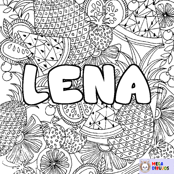 Coloración del nombre LENA - decorado mandala de frutas