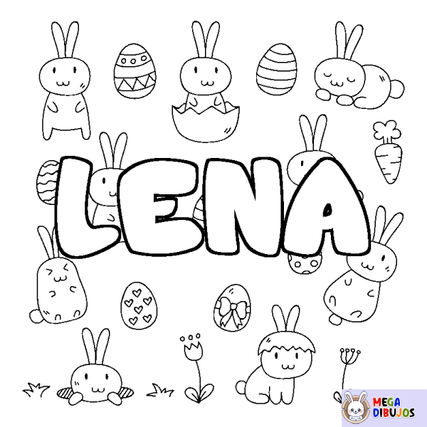 Coloración del nombre LENA - decorado Pascua