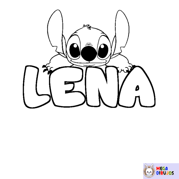 Coloración del nombre LENA - decorado Stitch