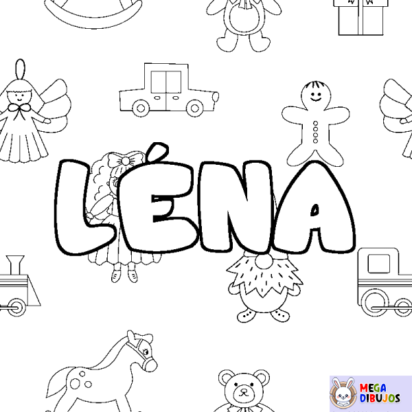 Coloración del nombre L&Eacute;NA - decorado juguetes