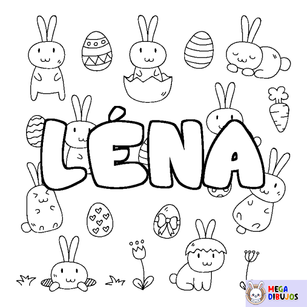 Coloración del nombre L&Eacute;NA - decorado Pascua