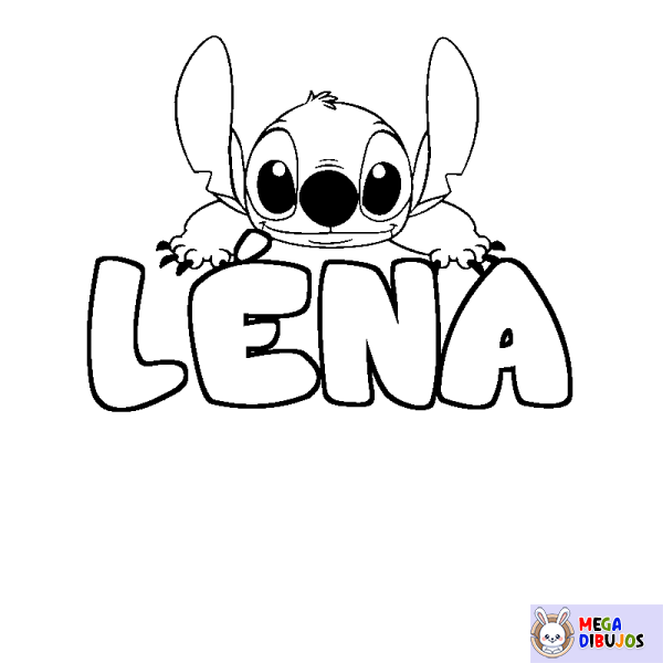 Coloración del nombre L&Eacute;NA - decorado Stitch