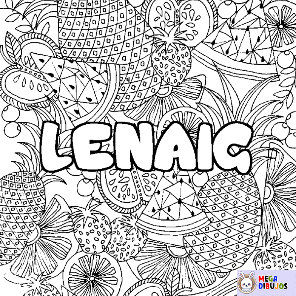 Coloración del nombre LENAIG - decorado mandala de frutas