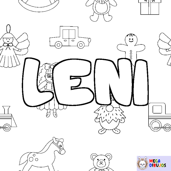 Coloración del nombre LENI - decorado juguetes