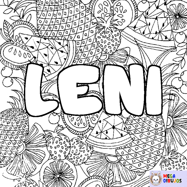 Coloración del nombre LENI - decorado mandala de frutas