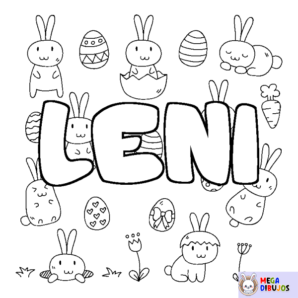 Coloración del nombre LENI - decorado Pascua