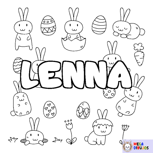 Coloración del nombre LENNA - decorado Pascua