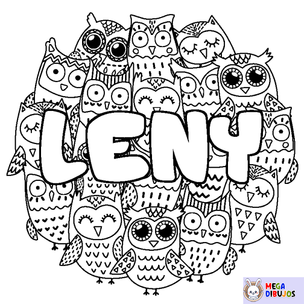 Coloración del nombre LENY - decorado b&uacute;hos