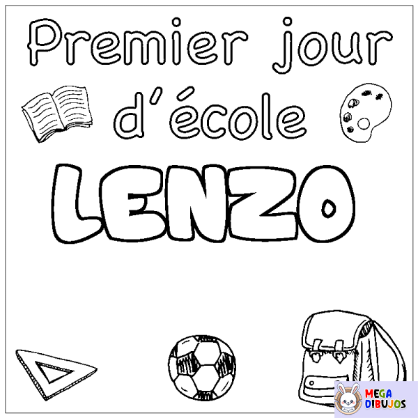 Coloración del nombre LENZO - decorado primer d&iacute;a de escuela