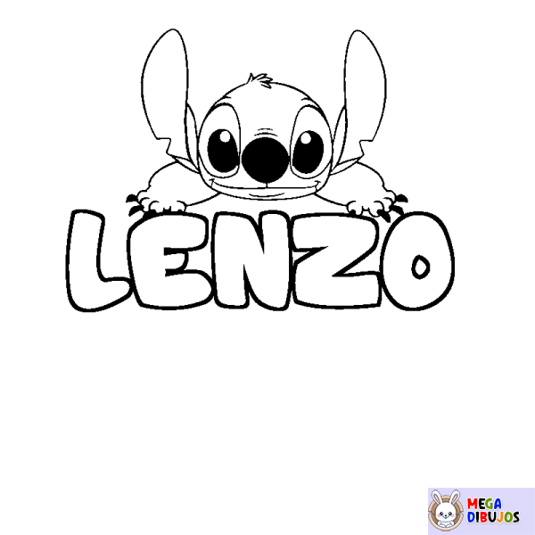 Coloración del nombre LENZO - decorado Stitch