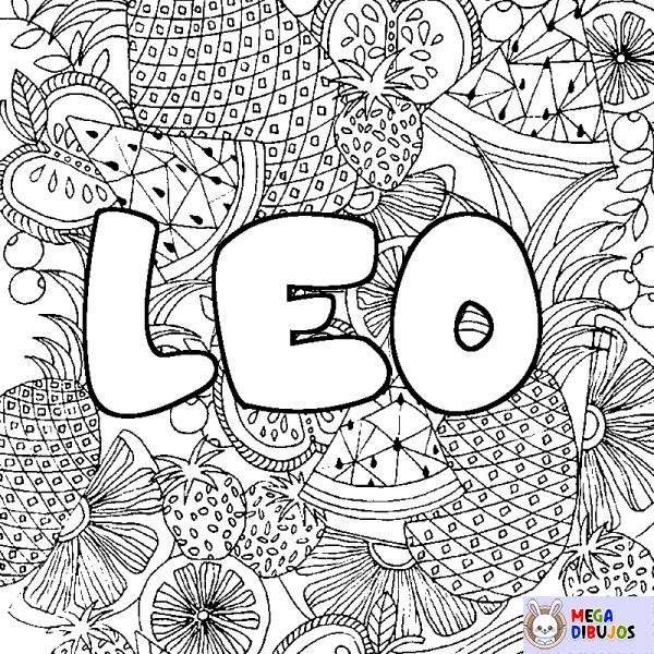 Coloración del nombre LEO - decorado mandala de frutas