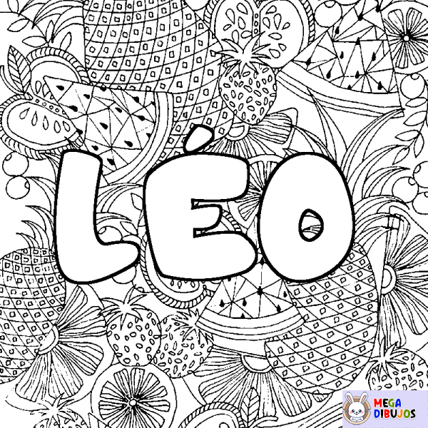 Coloración del nombre L&Eacute;O - decorado mandala de frutas