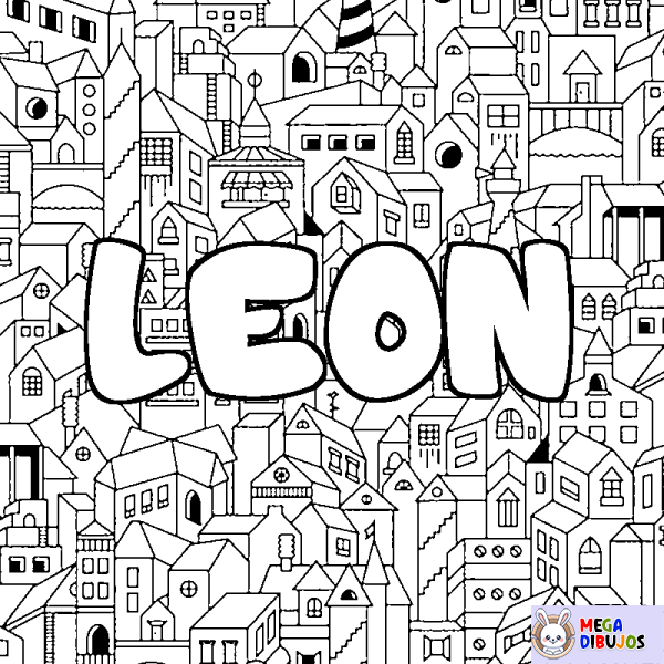 Coloración del nombre LEON - decorado ciudad