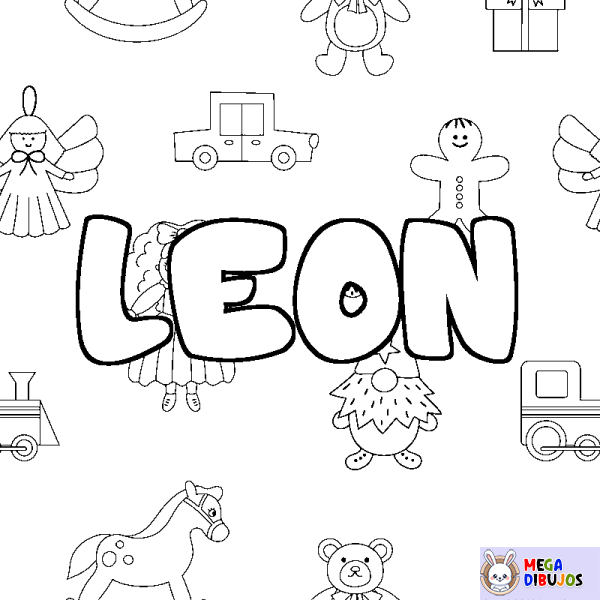 Coloración del nombre LEON - decorado juguetes