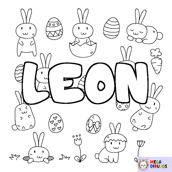 Coloración del nombre LEON - decorado Pascua