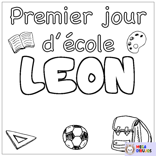 Coloración del nombre LEON - decorado primer d&iacute;a de escuela