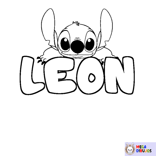 Coloración del nombre LEON - decorado Stitch