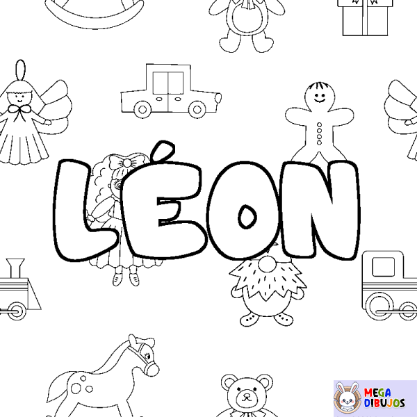 Coloración del nombre L&Eacute;ON - decorado juguetes