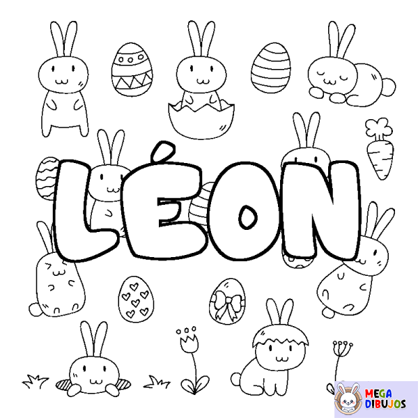 Coloración del nombre L&Eacute;ON - decorado Pascua