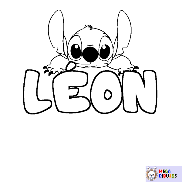 Coloración del nombre L&Eacute;ON - decorado Stitch