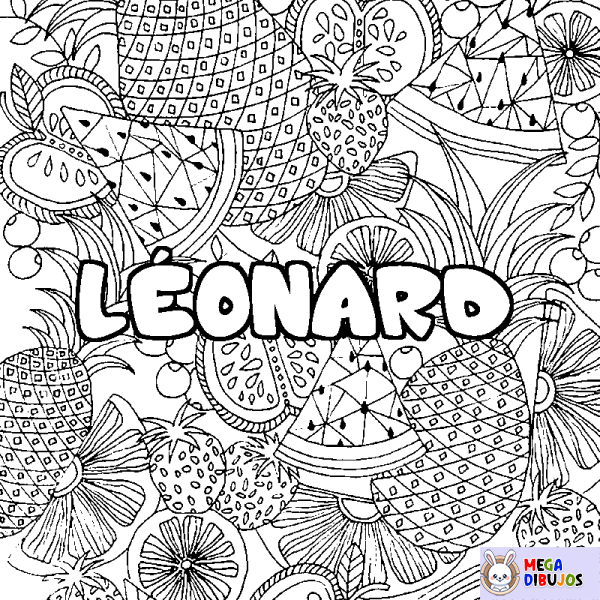 Coloración del nombre L&Eacute;ONARD - decorado mandala de frutas