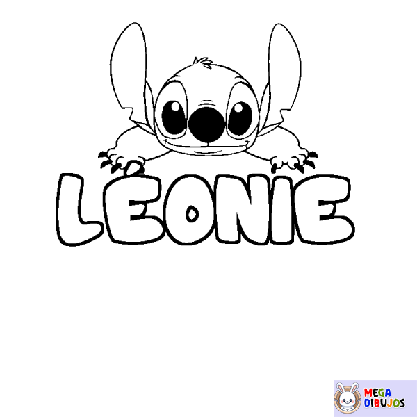 Coloración del nombre L&Eacute;ONIE - decorado Stitch