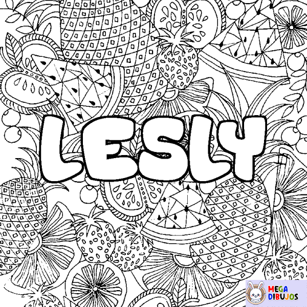 Coloración del nombre LESLY - decorado mandala de frutas