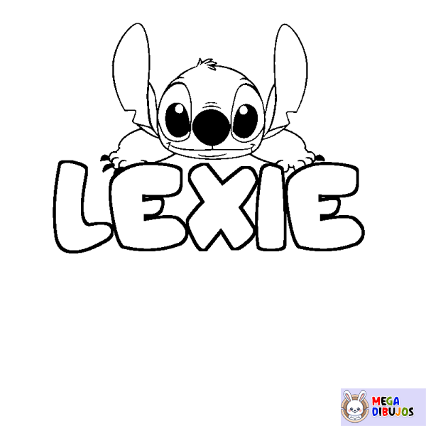 Coloración del nombre LEXIE - decorado Stitch