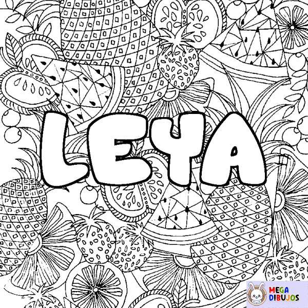 Coloración del nombre LEYA - decorado mandala de frutas