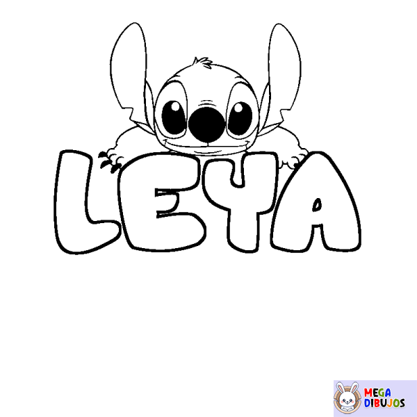 Coloración del nombre LEYA - decorado Stitch