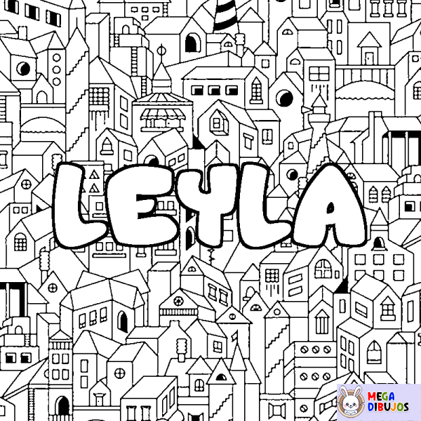 Coloración del nombre LEYLA - decorado ciudad