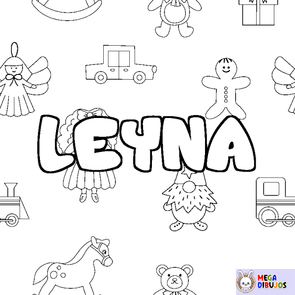 Coloración del nombre LEYNA - decorado juguetes