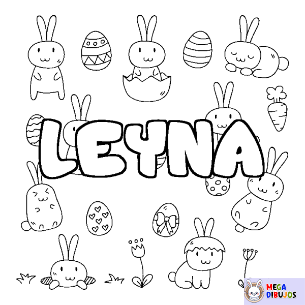 Coloración del nombre LEYNA - decorado Pascua