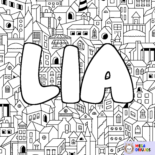 Coloración del nombre LIA - decorado ciudad