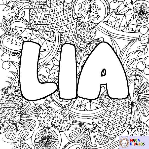 Coloración del nombre LIA - decorado mandala de frutas