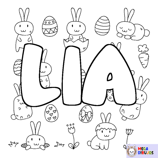 Coloración del nombre LIA - decorado Pascua